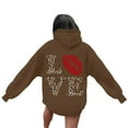 thumbnail image 6 of XIAOCHA WoMen's Hoodie Oversized Long Sleeve Hooded Pullover Soft Leopard LOVE & Red Lip Graphic Casual Daily Top, 6 of 7