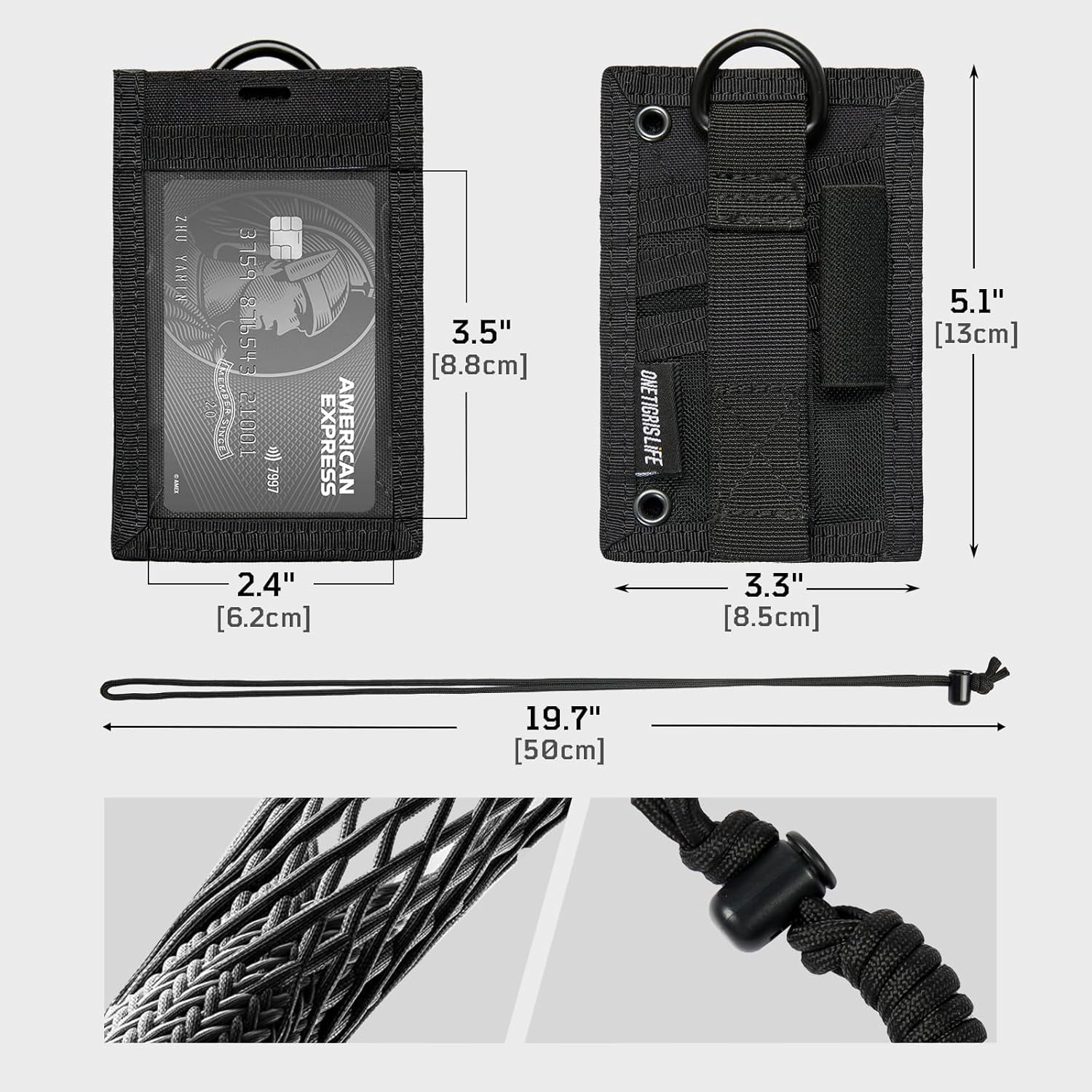 Tactical ID Card Holder Hook & Loop Patch Badge Holder Neck Lanyard Key Ring and Credit Card Organizer