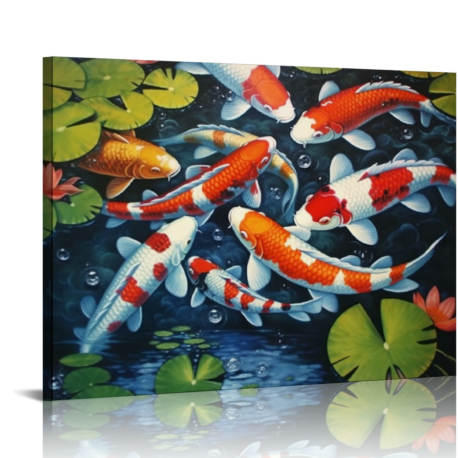 COMIO Wall Art Picture Print Chinese Style Nine Red Koi Fish