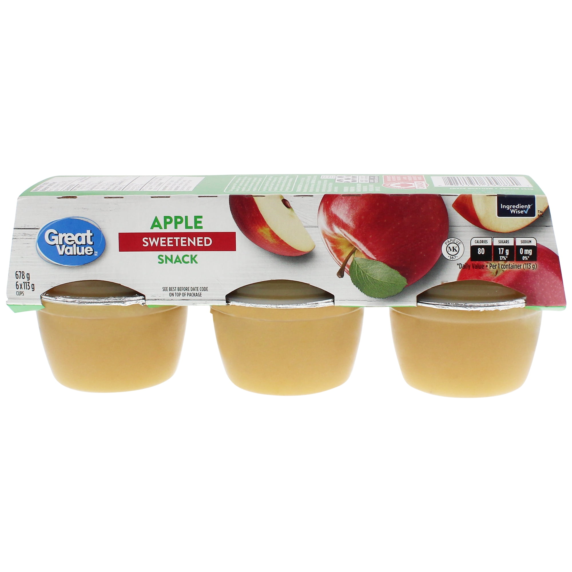 Collation aux pommes sucrée Great Value 6 x 113 g