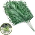thumbnail image 1 of Paquete de 12 hojas de palma artificiales, hojas de palma artificiales, hojas de palma tropicales grandes, plantas verdes para fiestas hawaianas., 1 of 5