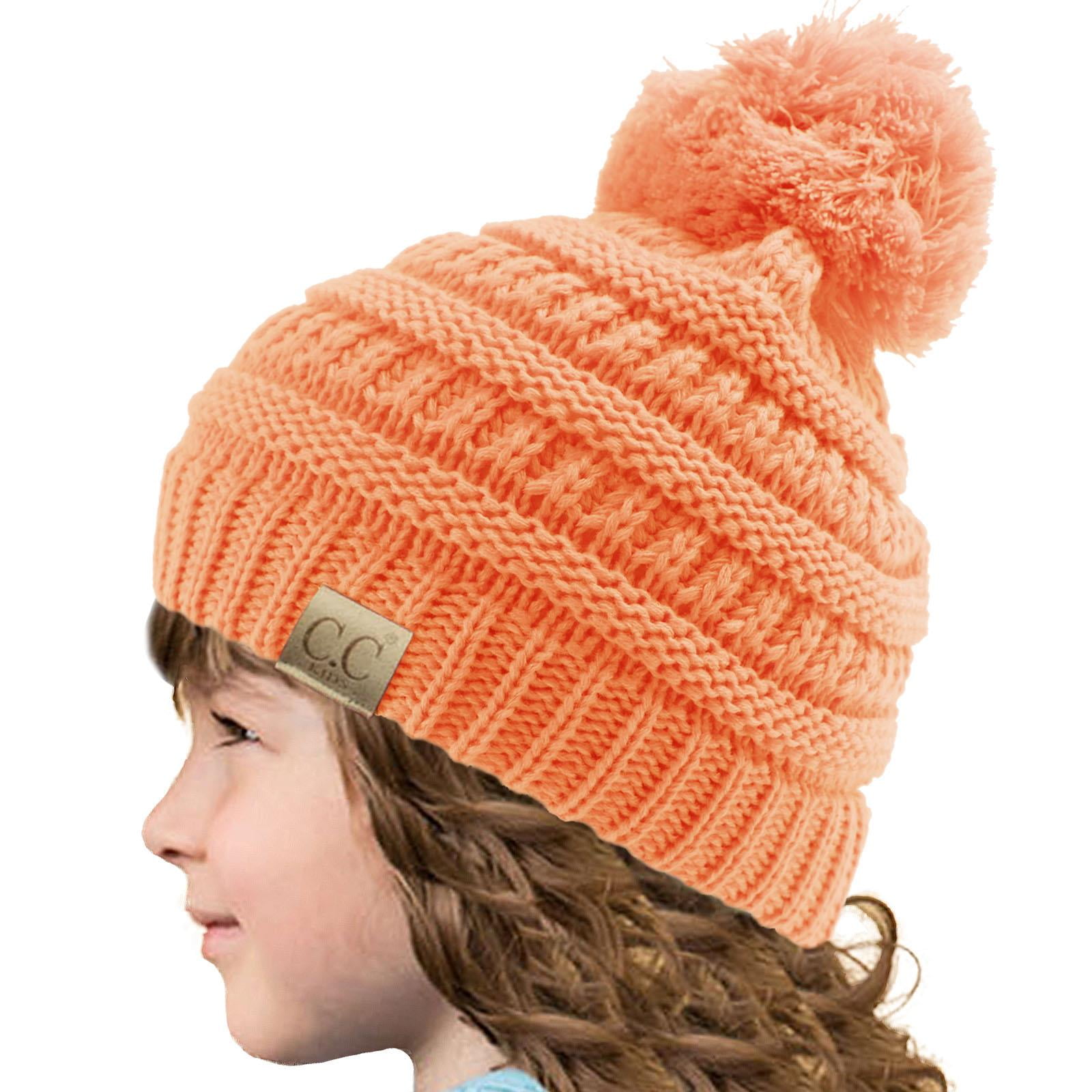 Details about   Kids Baby Toddler Children Cable Knit Beanie with Faux Fur Pompom Ear 2-7 years