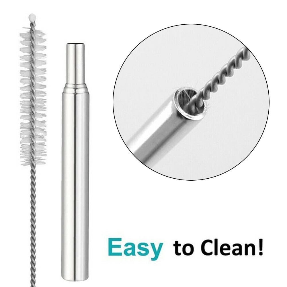 Telescopic Drinking Straw Stainless Steel Metal Straw Cleaning Brush