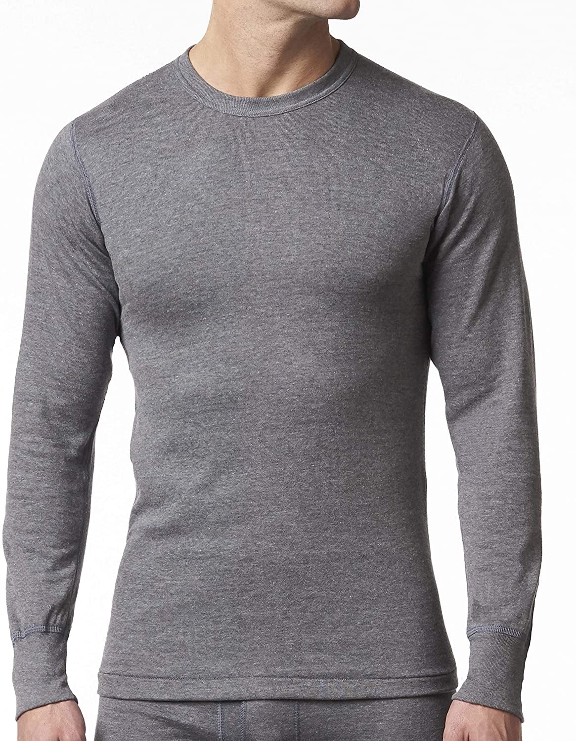 Dawwoti Men's Cotton T-Shirts Long-Sleeve Tops V-Neck Slimming Body Sweatshirt Plain Undershirt 