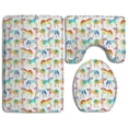 thumbnail image 1 of GOHAO Colourful Cartoon Horses Pony Childhood 3 Piece Bathroom Rugs Set Bath Rug Contour Mat and Toilet Lid Cover, 1 of 2