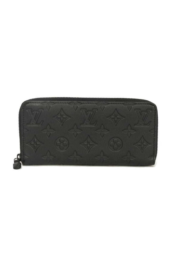 Pre-Owned Louis Vuitton Zippy Wallet Horizontal LV Logo Flower Black RFID Monogram Shadow Noir...