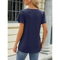 thumbnail image 5 of SHIBEVER Women Petal Sleeve Tops Summer Fashion Square Neck Blouse Plain Color Tee Dressy Casual Clothes Navyblue Tee Size M, 5 of 6