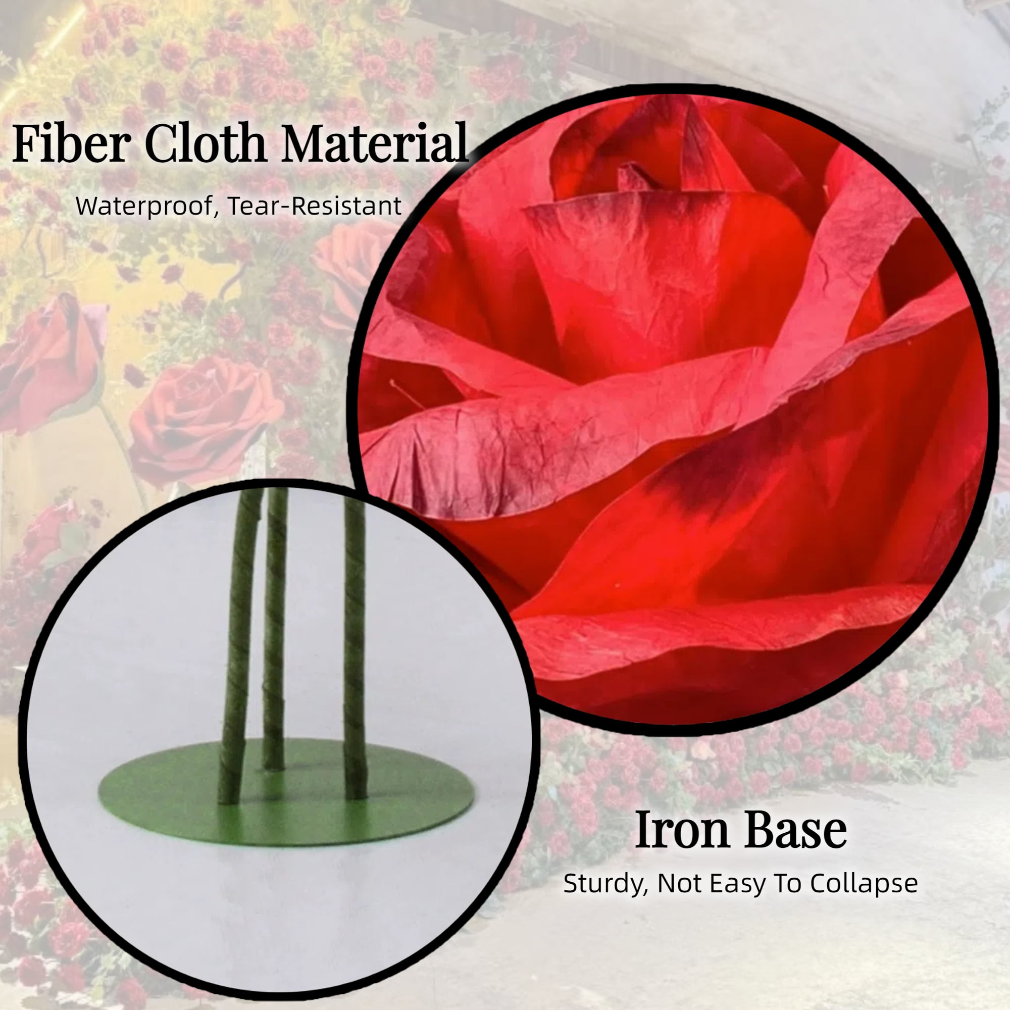 Louis Garden 5.9’ Rose Artificial Flower Set Party Backdrop Giant Flowers for Decoration, Blue