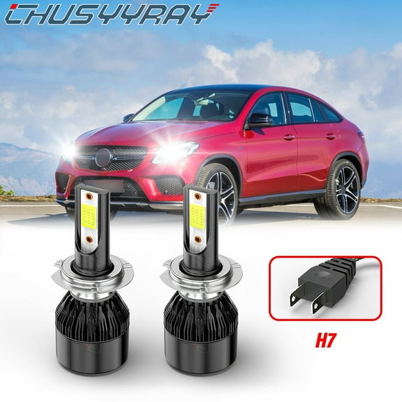 For Mercedes-Benz GLE400 2016 2017 2018 2019 - 2x H7 LED Headlight High/Low Beam Bulbs Kit 6000K White