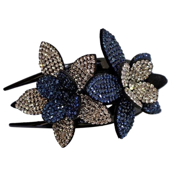 CXHEGBEJ Rhinestone Double Flower Hair Clip Flexible Durable Women Hair Dovetail Clip Non-Slip Comb Rhinestone Headdress Glitter Sparkle Hair Accessories A