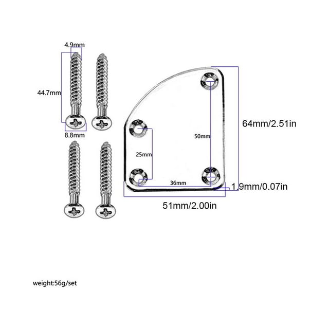 VONKY 4 Holes Guitar Neck Plate Mounting with Screws Instrument Repairing Board Maintenance Accessory Professional Learner Type 1