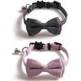 thumbnail image 1 of LAICAIW 2 Colliers pour Chats, avec Nœud Papillon Détachable Réglable et Clochette Argentée, pour Cou de Petits Chiens et Chats 7.8 Pouces-10.2 Pouces, 1 of 7
