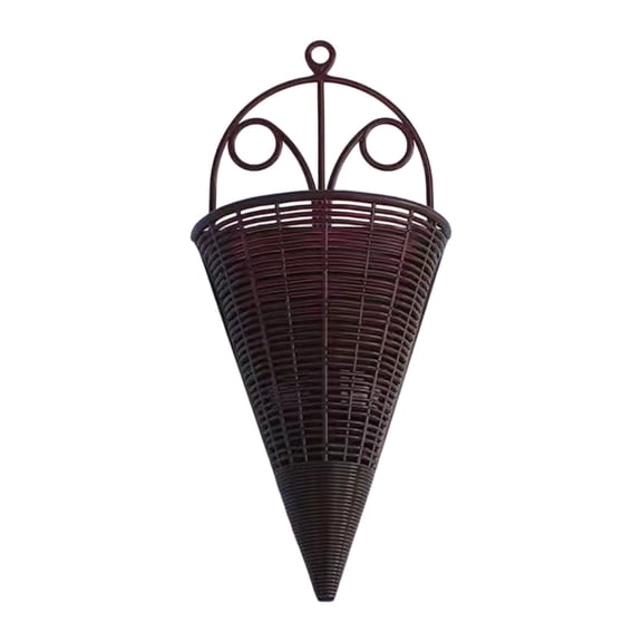 Rattan Hanging Planter Basket 12.40 X5.51 X8.46In Woven Decorative Wall Mounted Cone Shape Flower Pot for Garden Patio Balcony Storage Organizer