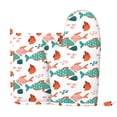 thumbnail image 3 of ZNDUO Non-Slip Cooking Oven Gloves, Cute Cartoon Fish Doodle Art Pattern Oven Mitts and Pot Holders Set, 3 of 8