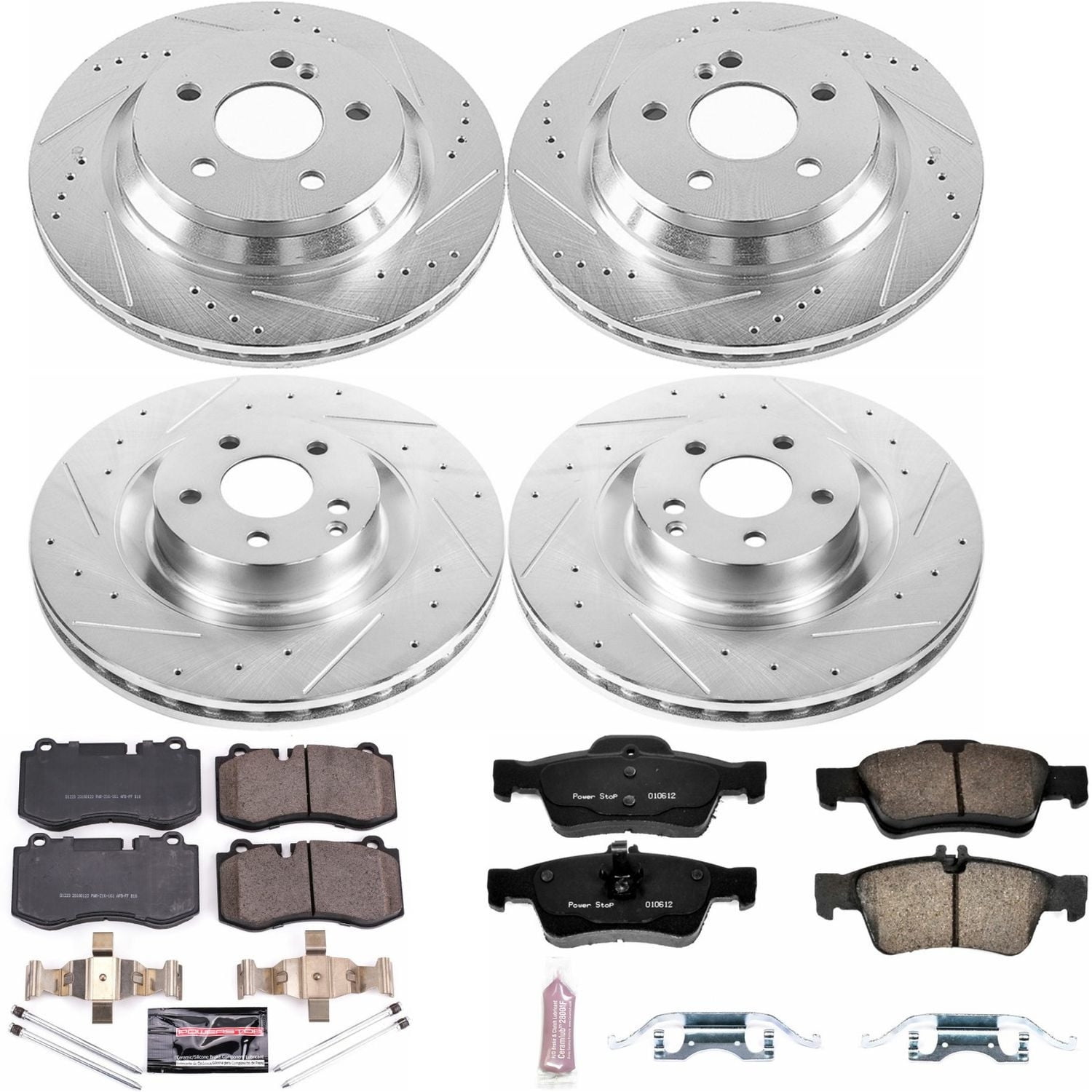 PowerStop Front and Rear Z23 Evolution Sport Carbon-Fiber Ceramic Brake Pad and Drilled & Slotted Rotor Kit Fits: MERCEDES-BENZ Select Models K6757