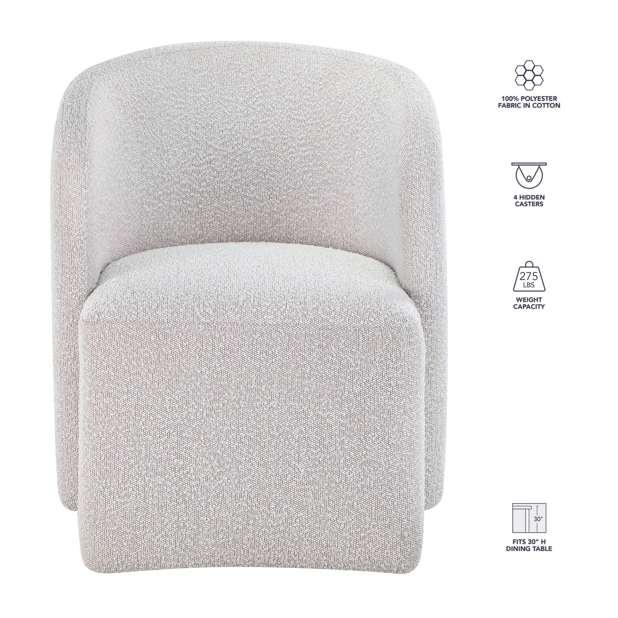 Steve Silver Annie White Cotton Barrel Chair with Casters