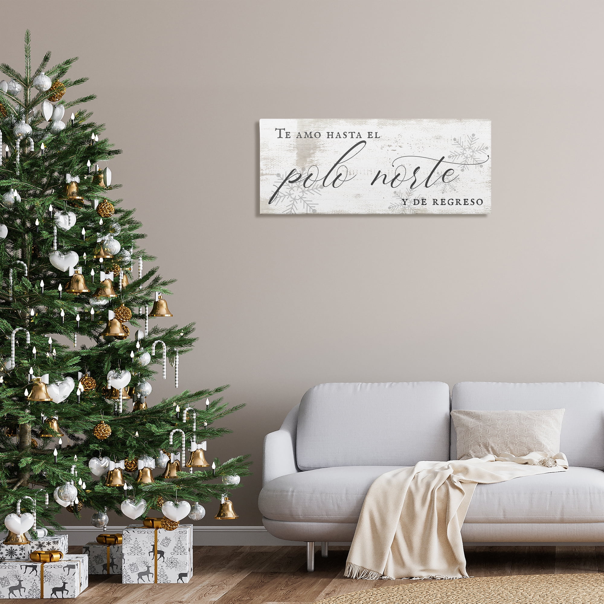Stupell Industries Te Amo Hasta el Polo Norte Holiday Painting Wrapped Canvas Art Print Wall Art, 40 x 17