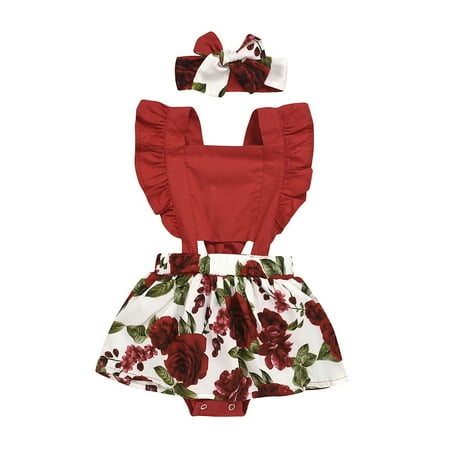 

AIMAOMI Girl Baby Printing Skirt One-piece Garment Headwear Two Piece Suit H