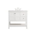 thumbnail image 3 of Elegant Decor Theo 36" Steel and Solid Wood Single Bathroom Vanity in White, 3 of 8