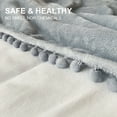thumbnail image 4 of LOMAO Flannel Blanket Soft Throw Blanket with Pompom Fringe Lightweight Bed Blanket Fit Couch Sofa(70"x 80")(Blue Grey), 4 of 9