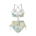 thumbnail image 5 of Xoenoiee Starfish Coral Print Women's Crisscross Front Bikini Sets Two Piece High Waisted Tummy Control Swimsuits Vintage Bathing Suit, XS, 5 of 7