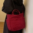 thumbnail image 2 of Women Quilted Tote Bag Puffer Hobo Handbag Lightweight Padding Shoulder Bag Nylon Padded Crossbody Purse - Wine red, 2 of 6