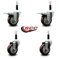 thumbnail image 2 of 3.5 Inch Maroon Poly Swivel 7/8 Inch Expanding Stem Caster Set 2 Brakes, 2 of 2