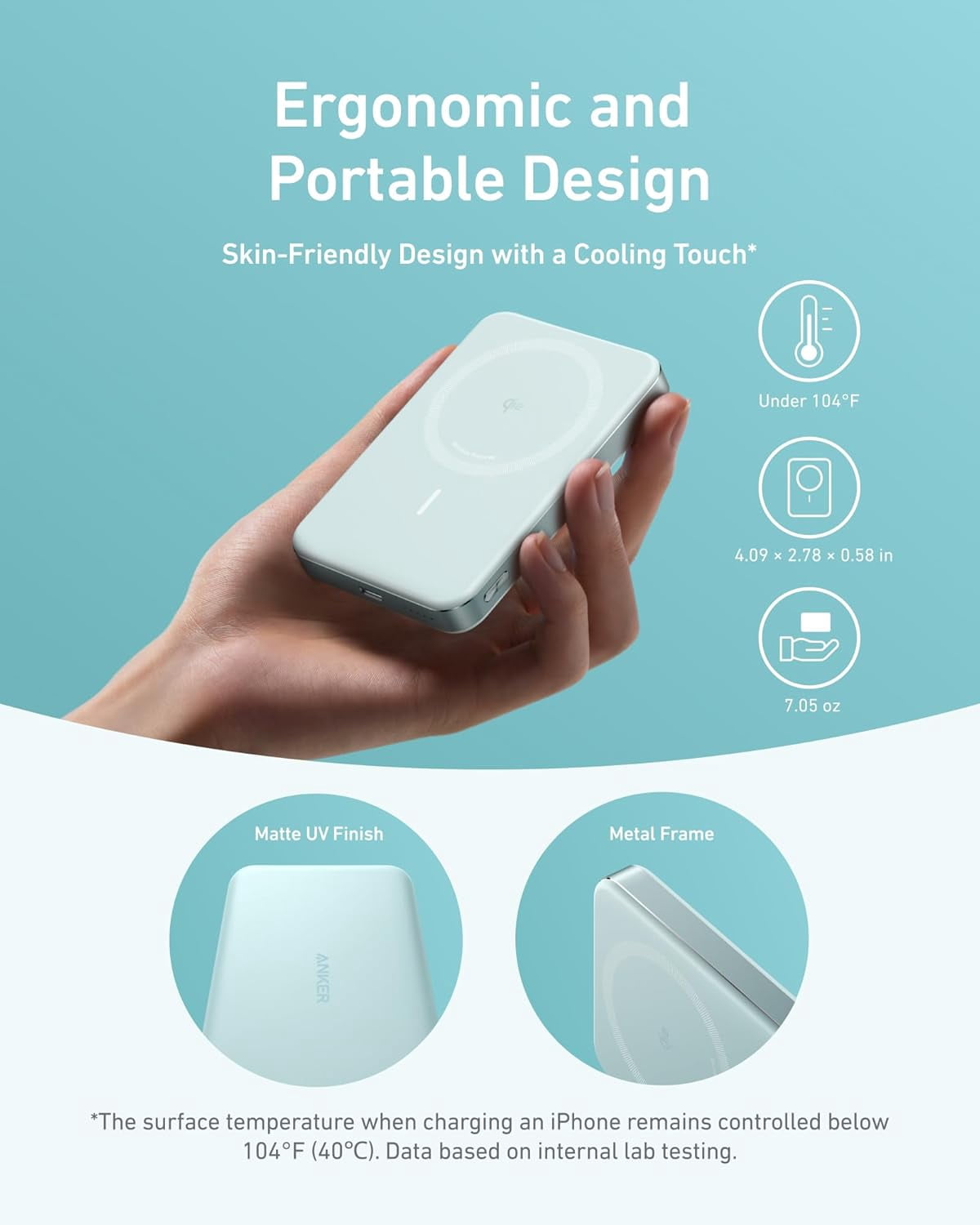 Anker Ultra-Slim 10,000mAh Magnetic Battery Pack, MagGo Power Bank, Qi2 Certified 15W Ultra-Fast MagSafe Compatible Portable Charger, Ergonomic Design