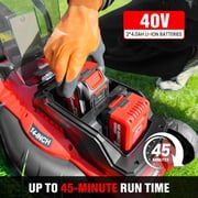 EWORK 40V Electric Lawn Mower Cordless, 14 Electric Push Mower with 2x4.0Ah Batteries & Charger, 3800RPM Motor, 6-Height Adjustment, 21Lbs Lightweight Battery Powered Lawnmower for Garden, Small Yar