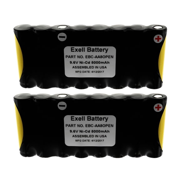 2x Exell Custom 9.6V 800mAh (8xAA) NiCd Battery Pack