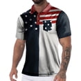 thumbnail image 5 of FUZHIQ Men's Polo Shirts Short Sleeve Flag Print Color Block Casual Golf Polo Breathable Patriotic Holiday Daily Wear Fashion Collared Shirt,S, 5 of 5