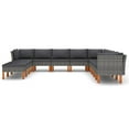 thumbnail image 3 of vidaXL 12 Piece Patio Lounge Set with Cushions Poly Rattan Gray, 3059724, 3 of 8