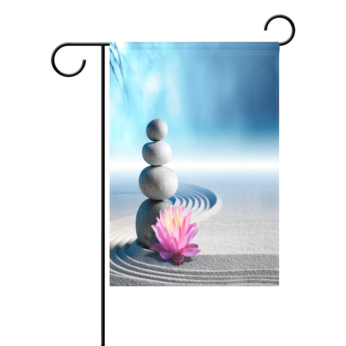 POPCreation Sand Zen Stone Garden Flag Lotus Flower Outdoor Flag Home