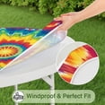 thumbnail image 5 of Rainbow Tie Dye Star Mandala Pattern Round Fitted Tablecloth with Elastic Edge,Dining Table Cover Waterproof,Outdoor Round Tablecloth for Camping,Dining,Indoor and Outdoor, 5 of 7