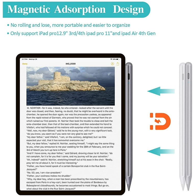  2023 Pencil for iPad 9th/10th Generation Pen,Magnetic and Palm  Rejection Touch Pen with 1.5mm POM Fine Point Tip Stylus Compatible with  Apple iPad 10th/9th/8th/7th/6th Gen Pencil,Black : Cell Phones & Accessories