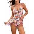 thumbnail image 2 of Maillot de Bain une-Pièce Style Robe à Bretelles Entrelacées à devant Torsadé pour Femme Couleur, 2 of 9