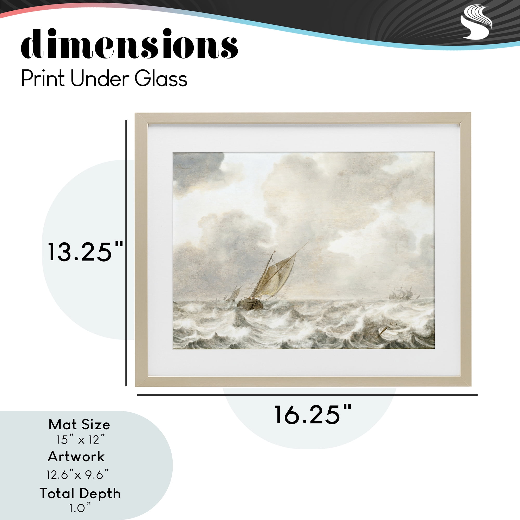 Stupell Industries Vintage Stormy Seas Birch Framed Print Under Glass, design by Leah Straatsma
