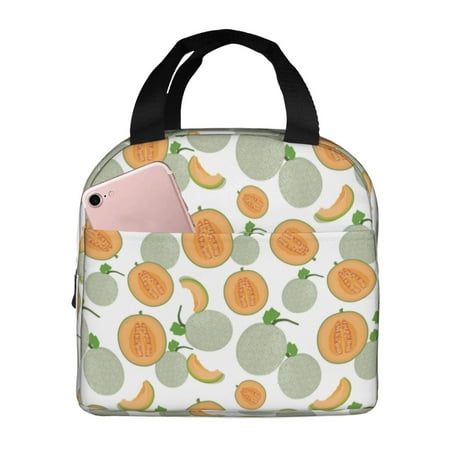 Insulated Lunch Bag for Women Men - Cute Cantaloupe Fruit Leakproof Cooler Lunch Box for Women Men  Lunch Tote Bags for Work School Picnic Travel