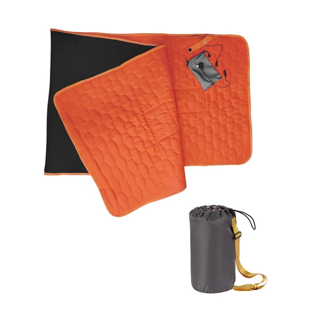 yeacher USB Heated Sleeping Pad with 5-Zone Warming, 3-Level Temperature Control, Portable & Lightweight for Outdoor Camping, Yoga, or Car Use - Orange (Power Bank Not Included)