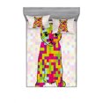 thumbnail image 2 of Modern Bedding Set with Sheet & Covers, Kitty Featured Digital Fractal Pixel Cat Different Colors Computer Illustration, Printed Bedroom Decor 2 Shams, 4 Sizes, Multicolor, by Ambesonne, 2 of 3