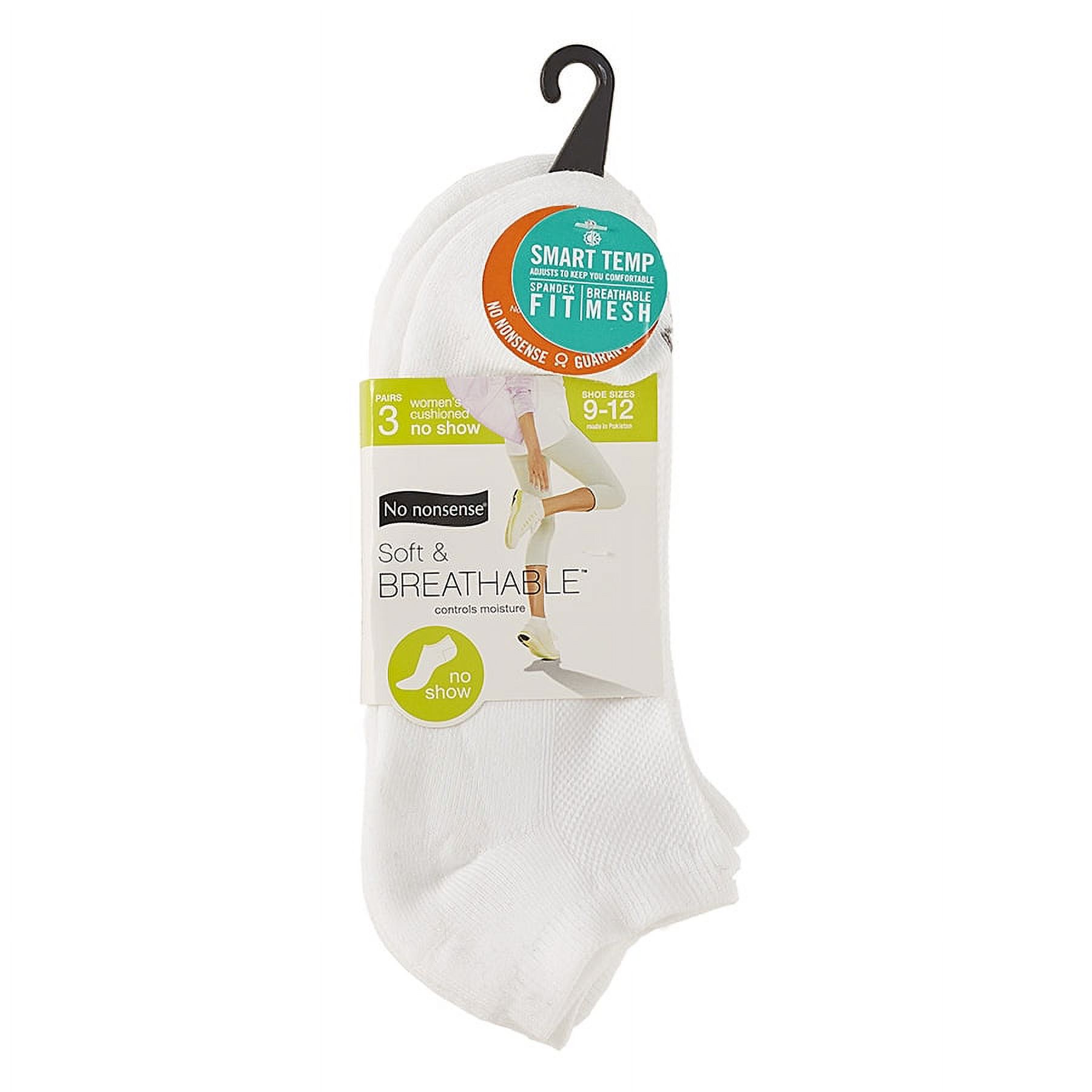 No nonsense Women's Soft & Breathable Half Cushioned Ventilated No Show Socks 3 Pair Pack White 9-12 - image 2 of 2