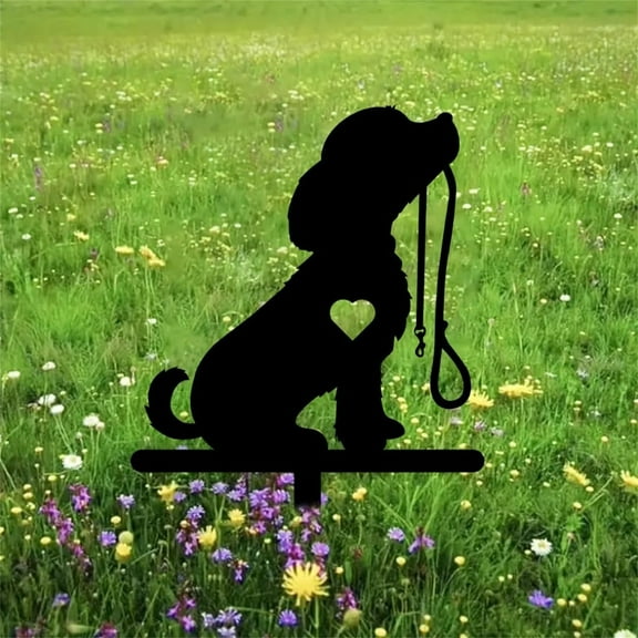 Rustic Wolf Dog Garden Stake | Wrought Iron Silhouette Yard Art - Weather-Resistant Metal Decor for Outdoor Gardens & Lawns