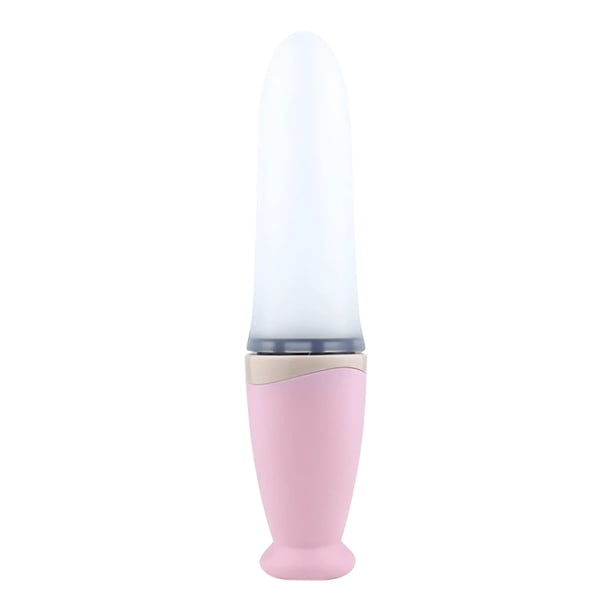 Cuchara suave de pasta de arroz para bebé, botella de leche, dispositivo de alimentación auxiliar para bebé de silicona, alimentador de harina de arroz de extrusión (rosa)