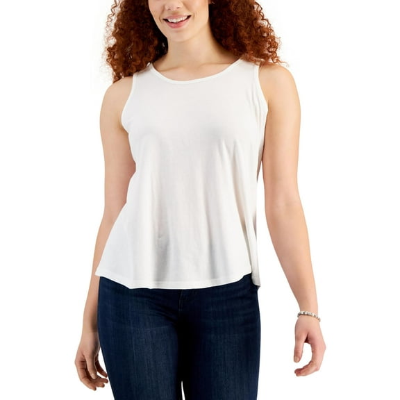 Style & Co Womens Cotton Tank Top Bright White XL
