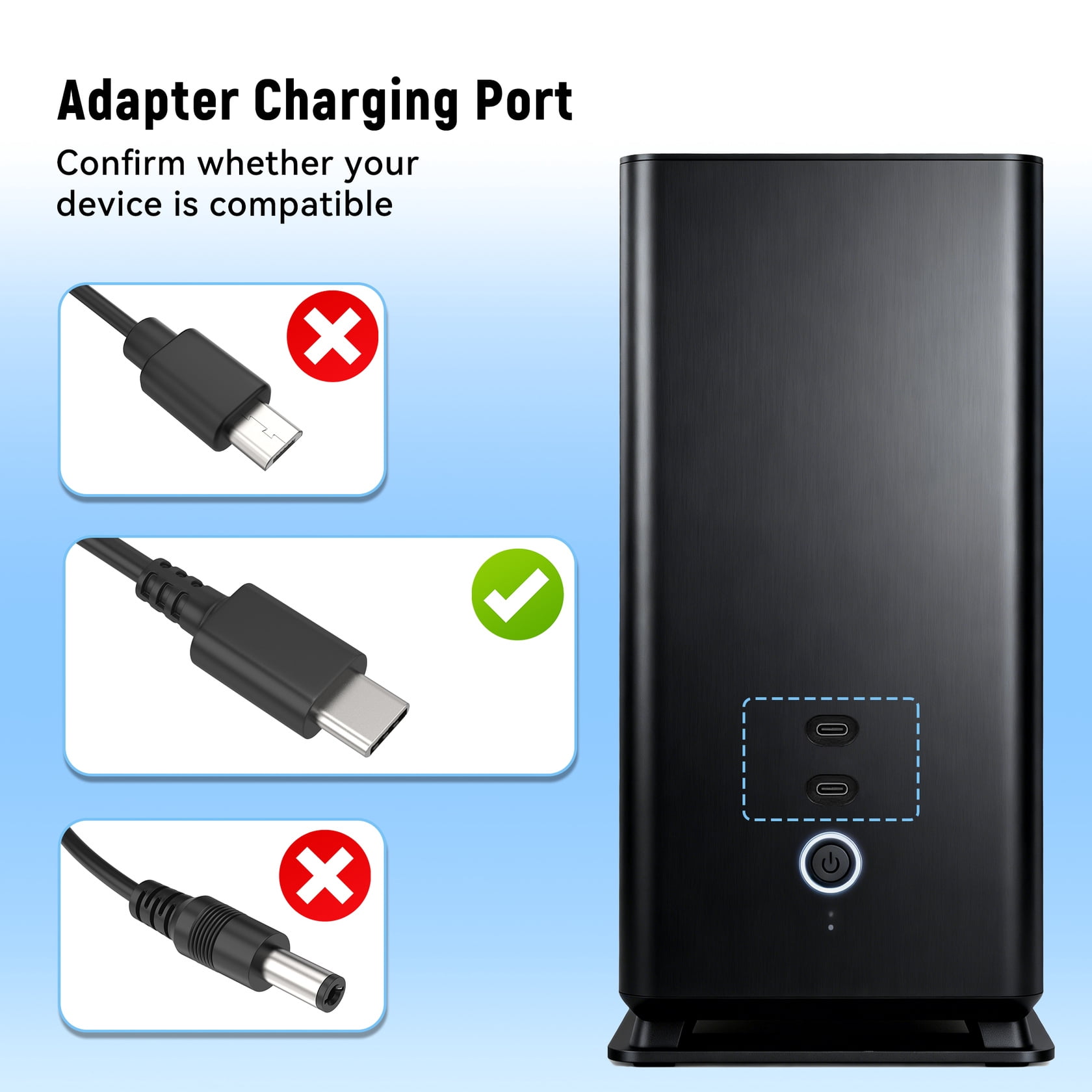 XMHEIRD 65W USB C Power Adapter Charger Compatible with XGIMI MoGo 3 Pro Outdoor Projector with PowerBase Stand Battery Power Supply Black