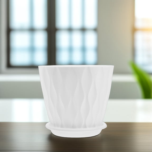 BESTYASH 4Pcs Thickened White Plastic Indoor Planter Pots with Drainage