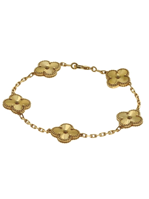 Pre-Owned Van Cleef & Arpels Vintage Alhambra Guilloche Bracelet, 18K Yellow Gold, Women's