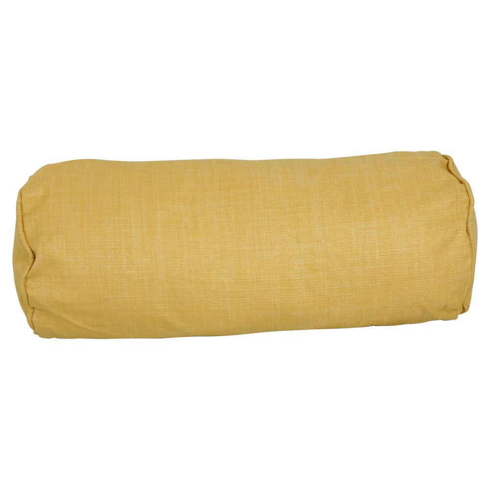 Blazing Needles Indoor/Outdoor Corded Bolster Pillow, 20" x 8", Lemon 2 Count