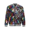 thumbnail image 3 of Linjinx Kids Girls Sequin Bomber Jacket Zipper Lightweight Long Sleeve Sparkle Jackets Outerwear Colorful 10, 3 of 7