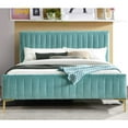 thumbnail image 2 of Omax Decor Julia Wood and Fabric Upholstered Queen Platform Bed in Turquoise, 2 of 4